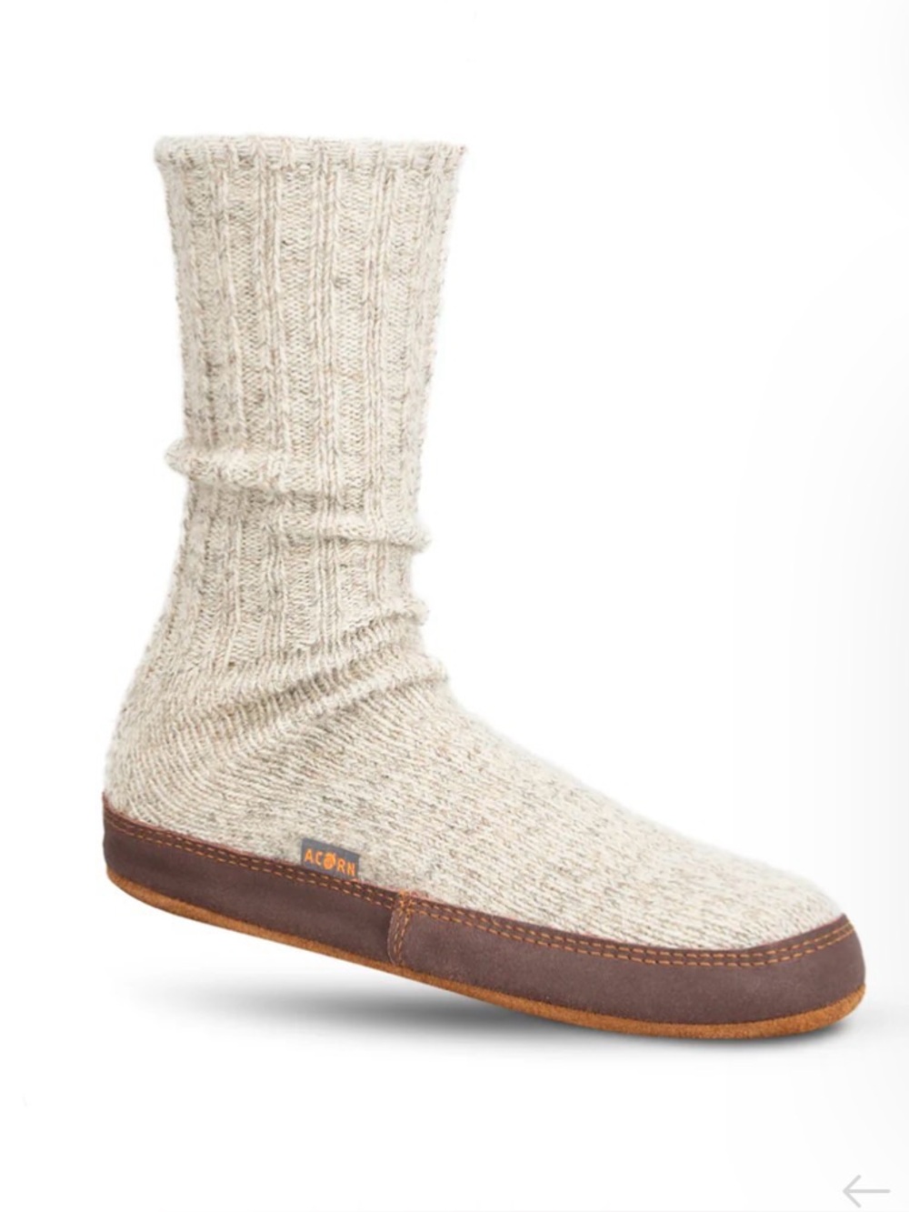 Acorn Original Slipper Socks Mens 12/13 Wool Blend Suede Sole Mid Calf EUC